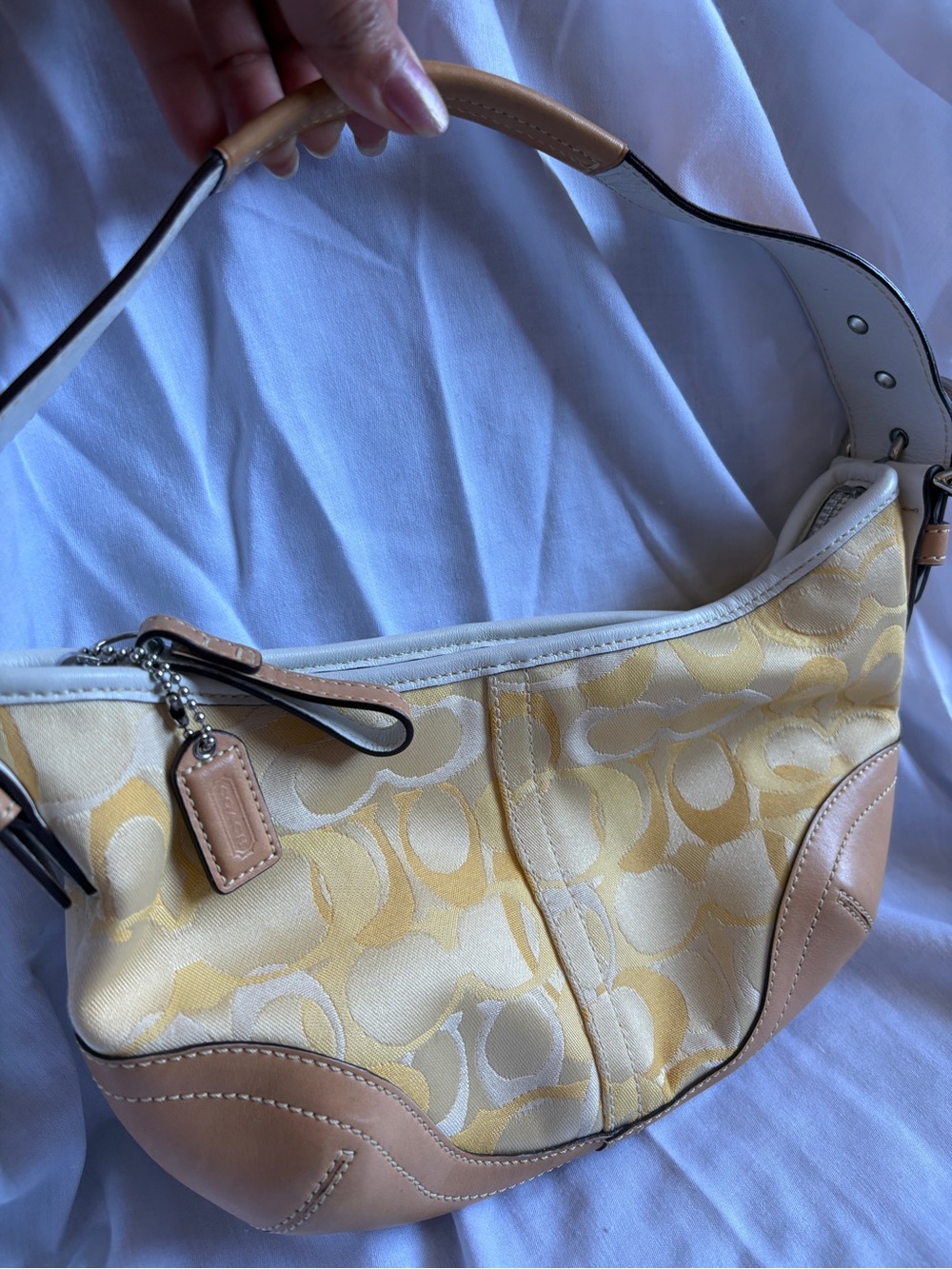 Coach Vintage Soho Optic Collection Small Yellow Signature Hobo Handbag #1850